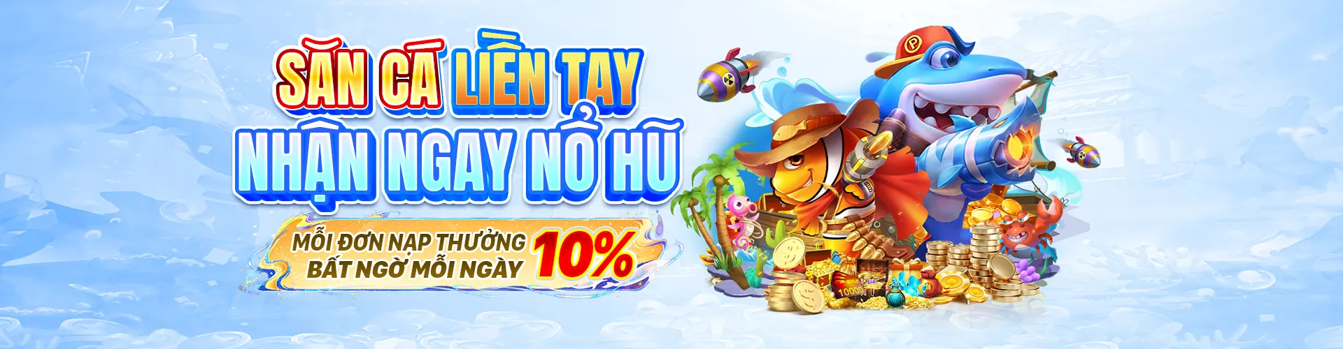 Hình ảnh chính game bắn cá VSBET với nhiều cá và kho báu